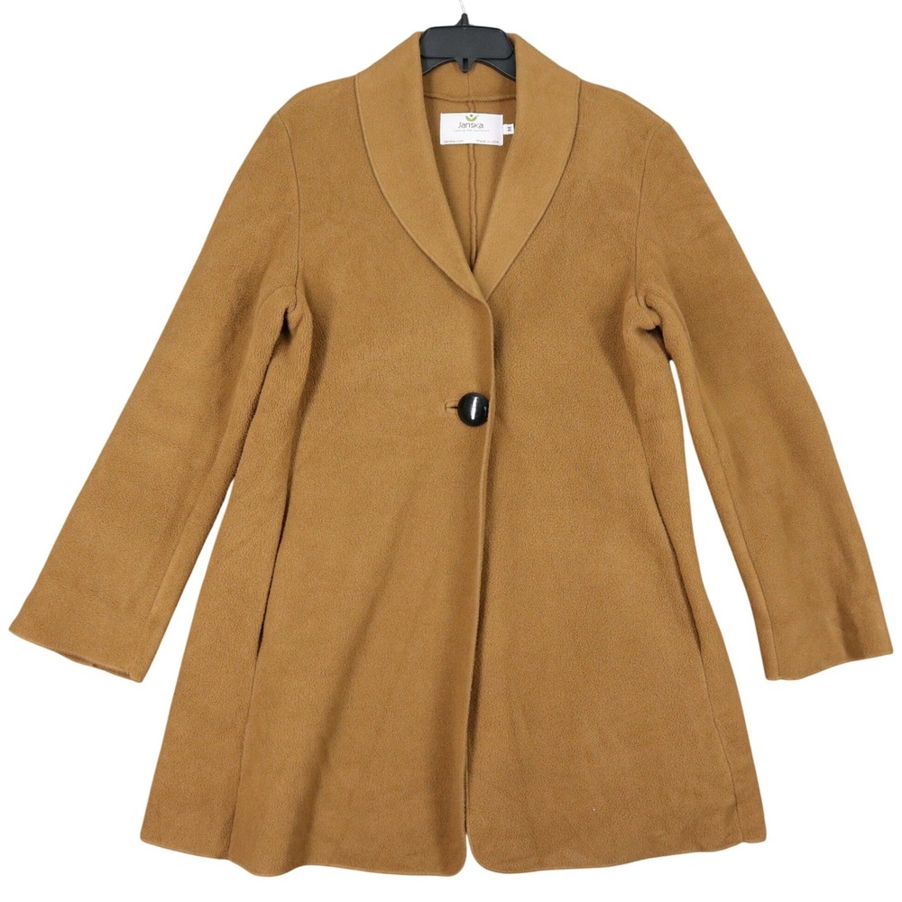 Janska Polartec Fleece Shawl Collar Coat Womens M Single Button Winter Outerwear